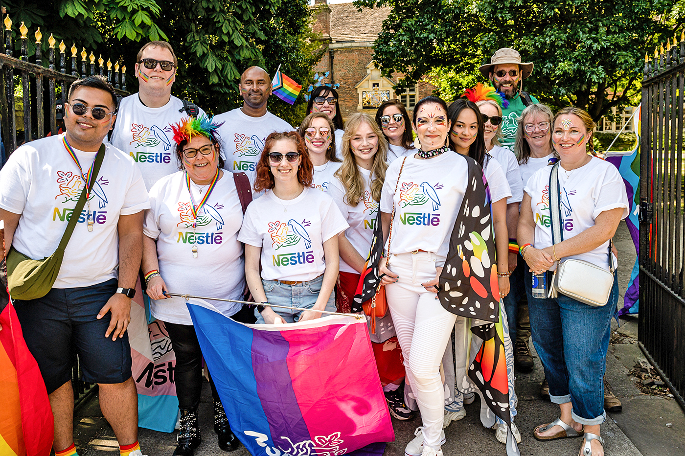A group of Nestlé colleagues together at a Pride event